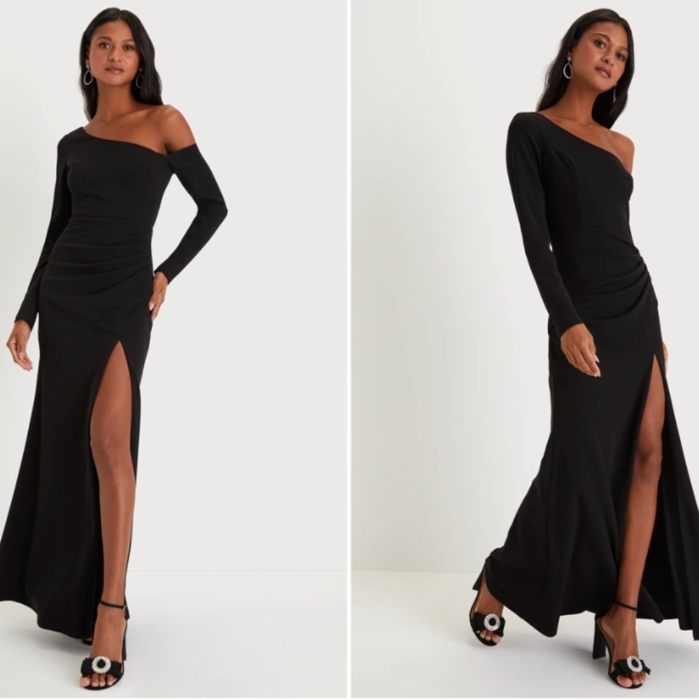 LULU's Prom Wedding Sexy Chic Modern Minimalistic Chic Assymetrical Maxi - Picture 4 of 4